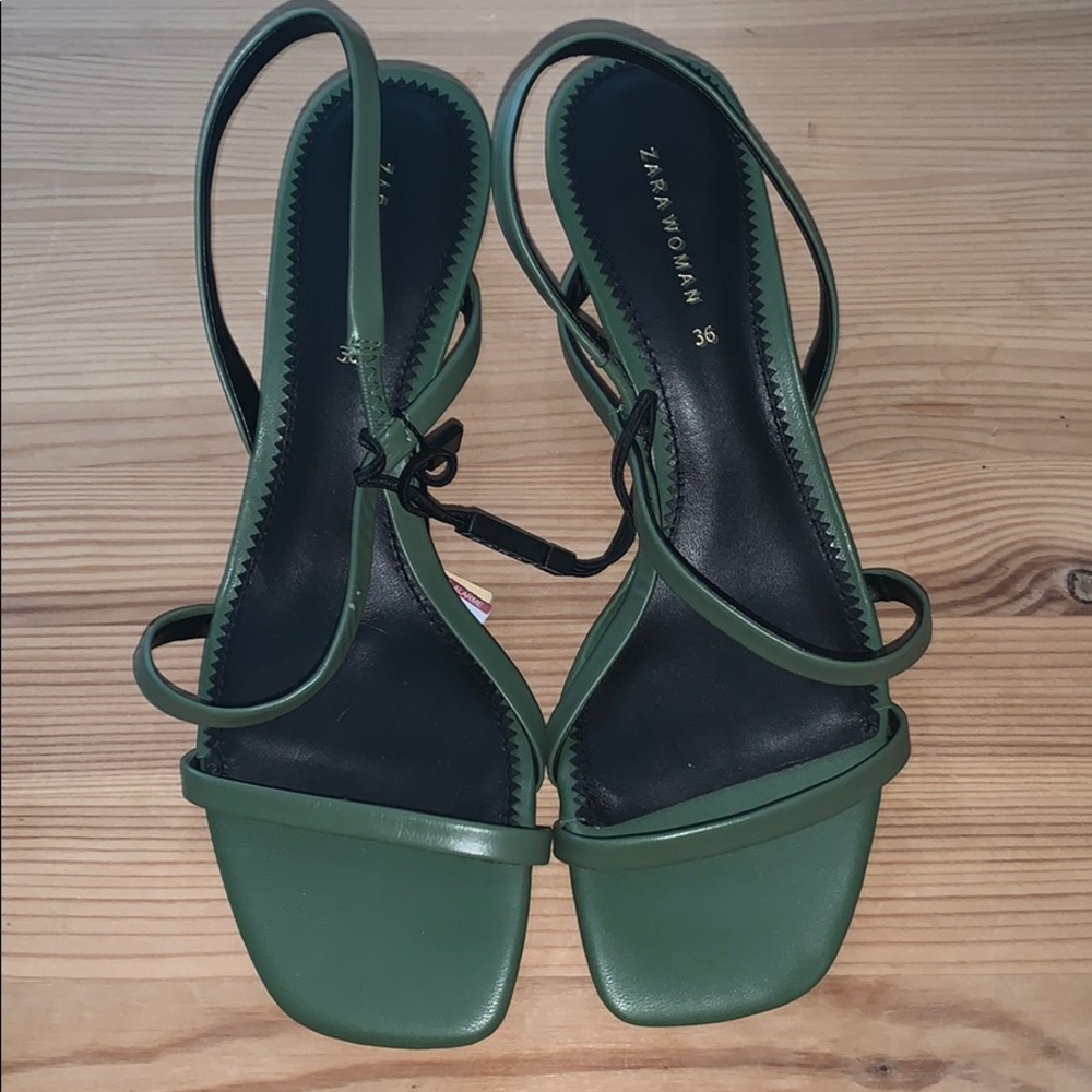 Zara Leather Square-too Heeled Sandal